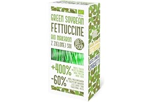DIET-FOOD Pâtes biologiques à faible teneur en glucides Nouilles protéinées au soja Fettuccine verte avec vitamines B, acide folique, vitamine E, sans gluten et très riche en protéines, 200 g