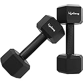 Lifelong PVC Hex Dumbbells Pack of 2 (5kg*2) Black Color for Home Gym Equipment Fitness Barbell|Gym Exercise|Home Workout, Gym Dumbbells|Dumbbells Wei