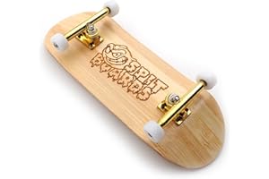 SPITBOARDS® 36mm Fingerboard Complete Wood Pro Set-Up (Pre-Assembled, Handcrafted 5-Layers), 36 mm Pro Trucks, CNC Bearing Wheels, Lasered Foam Grip Tape (Lasered Deck Size: 36 x 96 mm), 'Bamboo Wood'