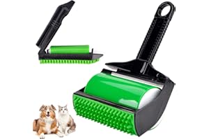 ‎FOHYLOY Stick It Roller, Stick It Pet Hair Remover, Fusselrolle Wiederverwendbarer Tierhaar-Entferner, Waschbarer Haarentferner für Kleidung, Tierhaare, Autositze (Grün)