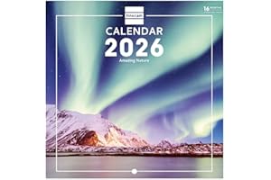 Finocam – Calendrier mural 2026 18 x 18 cm 1 Mois par page Janvier – Décembre 2026 + Sept.-Déc. 2025 (4 mois) réduits | Calendrier 2026 | Images Nature – International