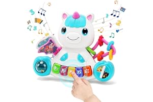 TOKIDARING Baby Toys Musical Unicorn Baby Piano Toys 0 6 12 18 Months Interactive Early Learning Toys for 1 Year Old Girls Boys Christmas Birthday Gifts(Blue)