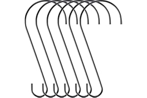 Hotop 6 Pieces Heavy Duty Big S Hooks Bird Feeder Garden Rustproof Stainless Steel Hook for Tree Branch, Kitchen, Bird House, Plants, Baskets, Lanterns and Bicycles(12 Inch,Black)