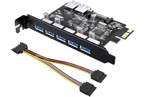 Tiergrade Superspeed 7 Ports PCIE auf USB 3.0 Erweiterungskarte mit 15-poligem SATA Stromanschluss - PCI Express (PCIe) Erweiterungskarte USB-Karte für Desktop-PC Windows 10/8.1/8 / 7 / XP