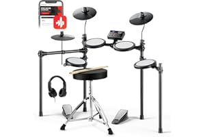 Donner DED-70 Batteria elettrica per bambini, batteria elettronica con 150 suoni, 4 pad a rete silenziosi, piatti da 9", 2 pedali, trono, cuffie, bacchette, regalo di compleanno per Natale
