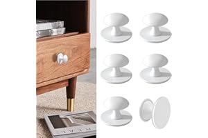 CcHhyyt Pack of 6 Self-Adhesive Knobs for Cupboard, White, Self-Adhesive Cabinet Knobs Made of Stainless Steel, Knob for Sticking for Drawers, Shower Door, Mirror Cabinet, Glass Door, Door Knob, No