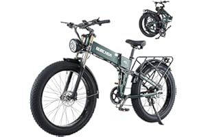 BURCHDA Biciclette Elettriche, R5pro Bicicletta Da Montagna Elettrica Pieghevole 26"*4" Fat Tire MTB Elettrico 48V 17.5Ah Batteria Rimovibile, Schermo LCD, 8 Velocità