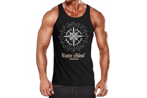 Neverless Herren Tanktop Kompass Windrose Navigator Segeln Muskelshirt Muscle Shirt Achselshirt