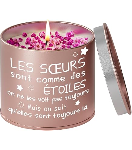 Bougie Parfumée En Pot Métal - Cadeau Original Pour Soeur | Anniversaire, Noël Ou Fête | Parfum Longue Durée (50h)