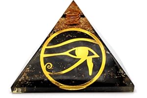 AMAZING GEMSTONE Piramide di shungite e orgonite per campi elettromagnetici e energia negativa | Piramide di organite di cristallo naturale (occhio di Ra)