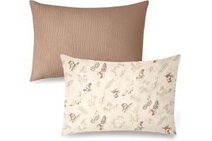HYHIOTS Lot de 2 taies d'oreiller en mousseline de coton pour enfants avec fermeture à rabat pour 33 x 45,7 cm, 35,6 x 48,3 cm, 30,5 x 40,6 cm (marron)