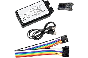 8-kanals USB logisk analysator, 24 MHz, Logic Analyzer 8CH hög hastighet med USB-kabel och Dupont-kablar, UART SPI I2C felsökningsverktyg för Arduino elektronisk mikrokontroller, analys digitala