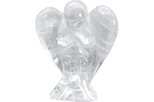 Ladeukoi Natural Rock Quartz Healing Crystal Prayer Guardian Angel Statue, Carving Pocket Palm Stone Figurines Decoration 1.5 inches