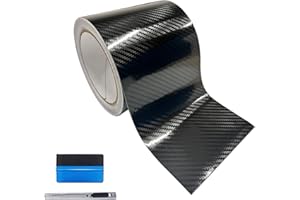 NewL Ruban adhésif en vinyle 5D en fibre de carbone noir - 10 cm x 900 cm - Anti-rayures - Protection de seuil de portière de voiture