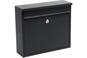 ‎WILTEC Wiltec Briefkasten V13 Anthrazit 360 x 105 x 315 mm, Wandbriefkasten mit Schloss und Klappe, Postkasten aus Stahl pulverbeschichtet