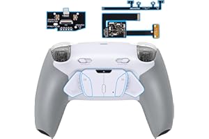 eXtremeRate RISE4 Plus MAX Back Paddles Kit with Clicky Trigger Stops & Rubberized Grip for PS5 Controller BDM-010 020, Remappable Back Buttons Kit for PS5 Controller - White Gray - NO Controller