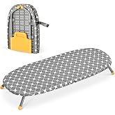 KINGRACK Folding ironing board, 31x82 cm, Yellow | Foldable and portable, non-slip feet, ideal for home use and travel