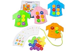 HVDHYY 110piezas Juguetes Montessori Educativo Motora Fina Ropa y botón Juego de Enhebrar Viaje Aprendizaje de Habilidades Básicas Vida para 3+ Niños y Niñas Navidad Cumpleaños Regalo