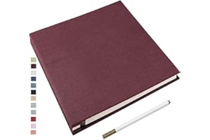 Yopih Album Fotos Autoadhesivo 28x27 CM Album de Fotos Para Pegar y Escribir Funda de Lino Scrapbook Regalo Bebé Cumpleanos Recuerdos Boda Aniversario Familiares con un Bolígrafo Metálico