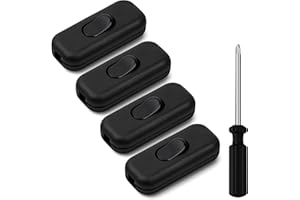 AXFEE Inline Schalter, 4 Stück 250V 6A Zwischenschalter Schnurschalter, Kabelschalter Wippschalter, 2-adrige und 3-adrige Zuleitungen, Schnurzwischenschalter für Lampe Kleingeräte | Schwarz