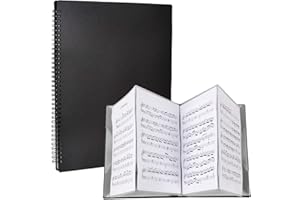 LUNAANDA A4 Sheet Music Folder, 4 Page Expand, Writable Choir Folder, Music File Display Folder Presentation Binder for Piano Guitar Violin Paper Document Music Lovers Students Use
