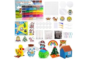 Perles à Repasser, 12000 Pcs Loisirs Créatifs et Bijoux 60 Modèles / 83 Papier modèle, Cadeau d'anniversaire/de Noël pour Enfants(36Couleurs, 5mm)