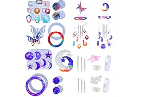 Accfore - Set di 2 stampi in resina a forma di campane eoliche, stampi in silicone per resina epossidica, fai da te, regali per donne, casa, giardino, patio, decorazione esterna (farfalla e sole)