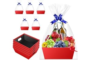 Geschenkkorb Leer Pappe, Geschenkkörbe Leer Groß – Weihnachten Geschenkbox – Geschenkverpackung Box für Valentinstag Geschenke [5er-Pack Rot]