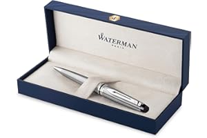 Waterman Expert stylo bille , acier inoxydable avec attributs chromés , pointe moyenne , encre bleue , coffret cadeau