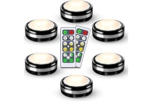 Starxing Puck Lights with Remote, Wireless Led Under Cupboard Lights, Battery Operated Puck Lights with Remote Control, Under Cabinet Lighting, Stair Closet Light