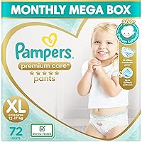Pampers Premium Care Pants, Extra Large size baby diapers (XL), 72 Count, Softest ever Pampers pants