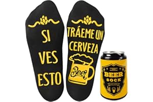 Voqeen Calcetines Divertidos de Algodón para Hombres y Mujeres - Estampados de Cerveza - Regalo Unisex para Otoño e Invierno