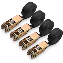 Lot De 4 Sangles à Cliquet STARVAST 6m X 25mm - Capacité 800kg - Pour Moto, Voiture, Remorque