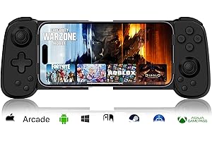 arVin Mobile Gaming Controller für iPhone Android mit Phone CASE Support & Grünem Licht, Wireless Gamepad für iOS/Samsung/Tablet/Switch/PS4/PC, Xbox Cloud Gaming/PS Remote Play/Steam Link spielen
