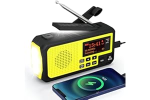 CHENFEC Radio a manovella DAB/FM, radio solare di emergenza con batteria da 5000 mAh, con manovella Bluetooth, emergenza con torcia e luce da lettura/allarme SOS per Ourdoor, Blackout, emergenza