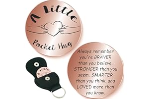 Tixlux Pocket Hug Token, Stainless Steel Lucky Charm with Leather Keychains, Encouragement Gift, Get Well Soon Gifts, Long Distance Relationship Keepsake, for Family, Friends, Lovers