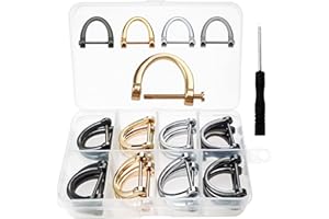 XSHAO 24 Pièces Anneaux en D en Fer à Cheval en Métal, Anneau en D avec vis en forme de U, pour Sac à Main Cuir Porte-Clés Bricolage(4 Couleurs)