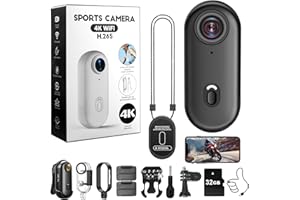 Nisanmoon Action Kamera WiFi 4K, 170° Sport Actionkamera HD, 32G Mini Action WiFi Fahrrad Motorrad Helmkamera, wasserdichte Kleine Körperkamera mit Magnet und 360°-Clip für Outdoor-Aktivitäten