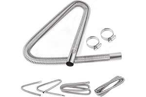 Swpeet 3pcs 1" "x 39" "- 25mm x 100cm tuyau d'échappement de chauffage diesel en acier inoxydable avec kit de pince de tuyau 18mm - 29mm, tuyau d'échappement de chauffage d'air de réservoir de voiture