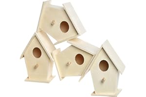 Baker Ross Casitas de madera para pájaros para pintar y decorar, Juego de 4 unidades, 12cm x 9.5cm