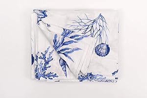 HomeLife - Tela Decorativa para sofá con Estampado Marino de 160 x 280 cm | Calidad Made in Italy | Sábana cubretodo Multiusos de algodón | Granfoulard Colcha para Cama Individual [Azul – 1 Plaza]