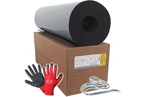 Armacell Armaflex Plaques en caoutchouc AF, autocollantes, gants rouges, cordon Scorprotect (noir, épaisseur d'isolation 10 mm, 1000 x 10000 mm)
