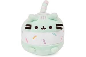 PDTXCLS GUND Ice Cream Sandwich Pusheen Sweet Dessert Squishy Plush Stuffed Animal Cat for Ages 8 and Up, Mint and White, 4”