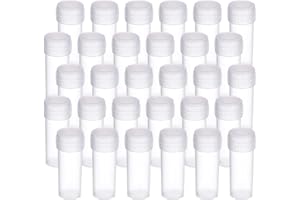 BSGP Probenflaschen aus Kunststoff, klein, transparent, Aufbewahrungsfläschchen mit Deckel, 5 ml, 50 Stück