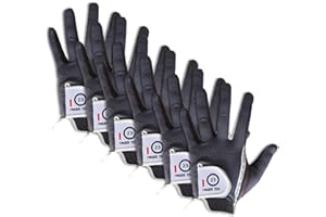 FINGER TEN Guanti da Golf Uomo Mano Sinistra 6 Pezzi o Mano Destra 6 Pezzi Guanto Nero Grigio, Giorno di Pioggia Adatto a Qualsiasi Tempo Presa Guanto da Golf per Uomo S M M/L L XL
