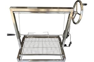 SunshineBBQs Adjustable Argentinian Style Brick BBQ DIY Cooking Grill in Stainless Steel (With Rotisserie)