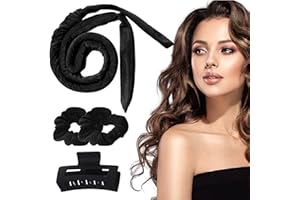 MPXEAVG Capelli Mossi Senza Calore, Arricciacapelli Senza Calore, Fascia Bigodino Capelli, Riccioli Senza Calore, Riccioli Grandi, per la Maggior Parte Tipi di Capelli, Capelli Lunghi e Corti (nero)