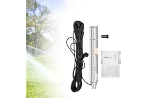 DHQCQL Tiefbrunnenpumpe 250W, 3" Brunnenpumpe mit 20m Kabel, max. Durchfluss 1600L, max. Förderhöhe 80m, IP68 2850r/min Edestahl Wasserpumpe für Brunnen, Bewässerung von Bauernhöfen