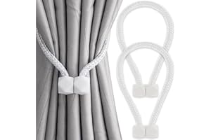 Yatinkim 2 Stück Weiß Vorhang Raffhalter Magnetische Gardinenhalter mit Magneten Drapierte Gardinen Band Handgemachte Zubehör Outdoor Deko Badezimmer
