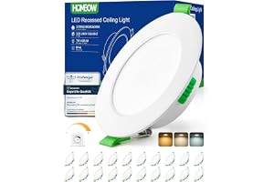 HOMEOW Set med 20 dimbar infälld LED-spotlight, 7 W, 220 V, extra platt takspotlight, varmvit, 2 700K, neutral vit, 4 000K, justerbar kall vit, 6 000K, infälld badrumsplats, IP44, för vardagsrum, kök